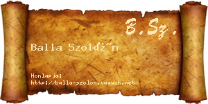 Balla Szolón névjegykártya